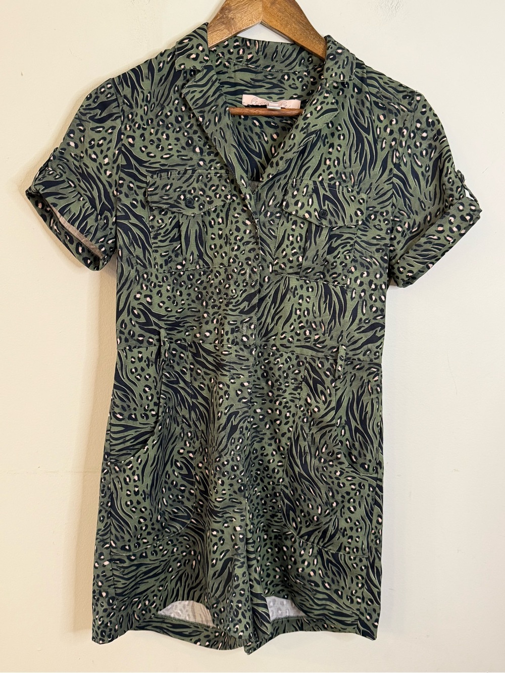 Hutch leopard romper pockets boho Whimsigoth statement gorpcore SZ XS